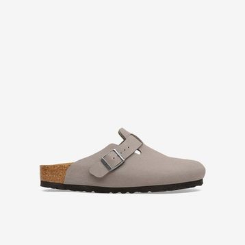 Birkenstock Boston TEX 1033135 Grey Taupe Gri Bej Birko-Flor Nubuk Unisex Kapalı Terlik