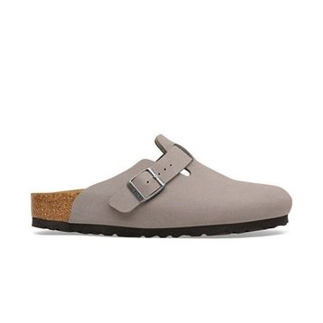 Birkenstock Boston TEX 1033135 Grey Taupe Gri Bej Birko-Flor Nubuk Unisex Kapalı Terlik