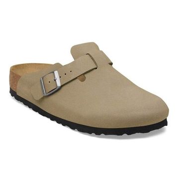 Birkenstock Boston TEX 1033154 Faded Khaki Haki Birko-Flor Nubuk Unisex Kapalı Terlik