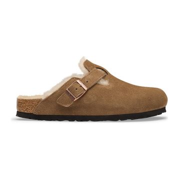 Birkenstock Boston VL Shearling 1032432 Dark Tea Koyu Kahverengi Süet Unisex Kapalı Terlik