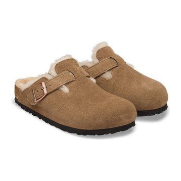 Birkenstock Boston VL Shearling 1032432 Dark Tea Koyu Kahverengi Süet Unisex Kapalı Terlik