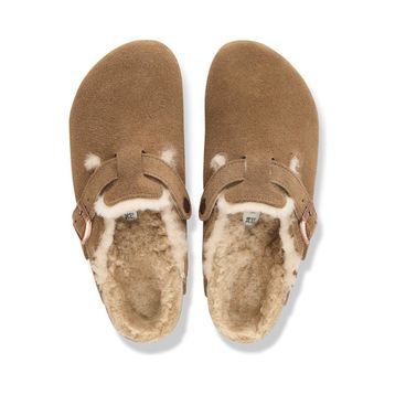 Birkenstock Boston VL Shearling 1032432 Dark Tea Koyu Kahverengi Süet Unisex Kapalı Terlik