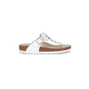 Birkenstock Gizeh Flowers 1026735 White Beyaz Deri Kadın Parmak Arası Terlik