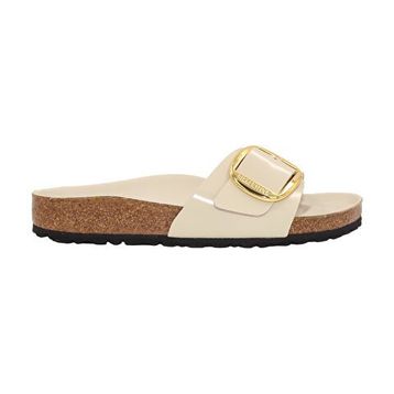 Birkenstock Madrid Big Buckle 1025298 High-Shine Ecru Ekru Rugan Hakiki Deri Kadın Tek Bantlı Terlik