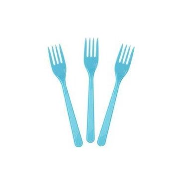 Bisepetim 25 Adet Açık Mavi Lüks Plastik Çatal