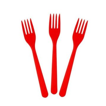 Bisepetim 25 Adet Kırmızı Lüks Plastik Çatal