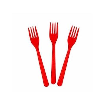 Bisepetim 25 Adet Kırmızı Lüks Plastik Çatal