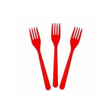 Bisepetim 25 Adet Kırmızı Lüks Plastik Çatal
