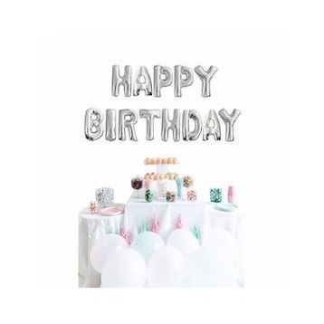 Bisepetim 35 cm Gümüş Happy Birthday Folyo Doğum Günü Balonu