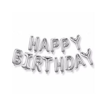 Bisepetim 35 cm Gümüş Happy Birthday Folyo Doğum Günü Balonu