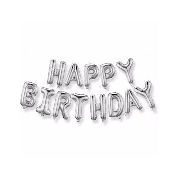 Bisepetim 35 cm Gümüş Happy Birthday Folyo Doğum Günü Balonu