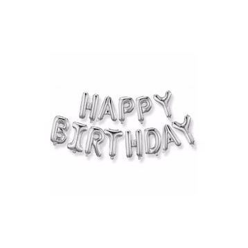 Bisepetim 35 cm Gümüş Happy Birthday Folyo Doğum Günü Balonu