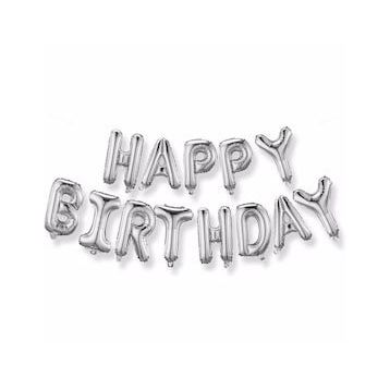 Bisepetim 35 cm Gümüş Happy Birthday Folyo Doğum Günü Balonu