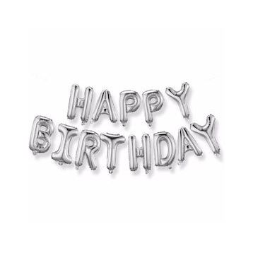 Bisepetim 35 cm Gümüş Happy Birthday Folyo Doğum Günü Balonu
