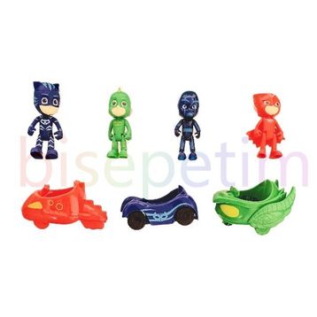 Bisepetim 4 Karakter 3 Arabalı PJ Masks Figürleri
