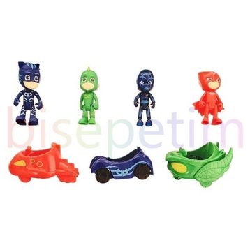 Bisepetim 4 Karakter 3 Arabalı PJ Masks Figürleri