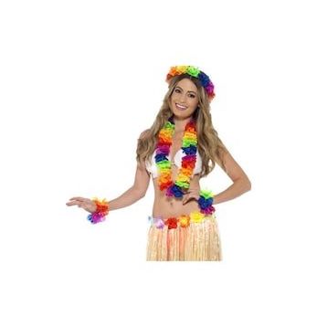 Bisepetim 4 Parça Rengarenk Hawaii Kolye Taç Bileklik Seti
