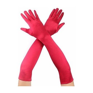 Bisepetim 40 cm Kırmızı Dirseğe Kadar Uzun Kumaş Eldiven