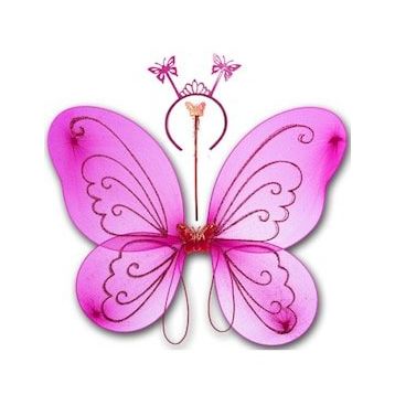 Bisepetim 50x37 cm Fuşya Kelebek Kanadı Tacı Ve Sopası