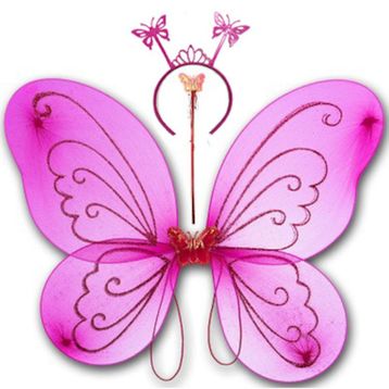 Bisepetim 50x37 cm Fuşya Kelebek Kanadı Tacı Ve Sopası
