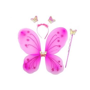 Bisepetim 50x37 cm Fuşya Kelebek Kanadı Tacı Ve Sopası