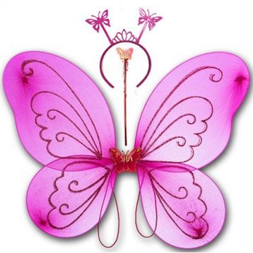 Bisepetim 50x37 cm Fuşya Kelebek Kanadı Tacı Ve Sopası