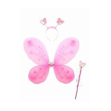 Bisepetim 50x37 cm Toz Pembe Kelebek Kanadı Tacı ve Sopası