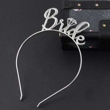Bisepetim Gümüş Bride Yazılı Metal Gelin Tacı