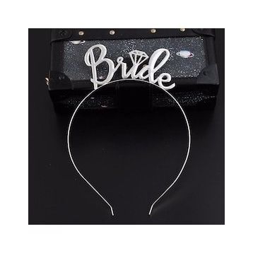 Bisepetim Gümüş Bride Yazılı Metal Gelin Tacı