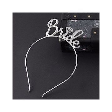 Bisepetim Gümüş Bride Yazılı Metal Gelin Tacı