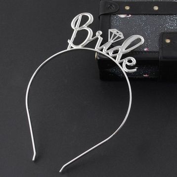 Bisepetim Gümüş Bride Yazılı Metal Gelin Tacı