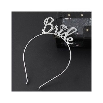 Bisepetim Gümüş Bride Yazılı Metal Gelin Tacı