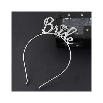 Bisepetim Gümüş Bride Yazılı Metal Gelin Tacı