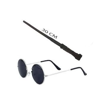 Bisepetim Harry Potter Asası 30 cm ve Siyah Metal Çerçeveli Harry Potter Gözlüğü Seti