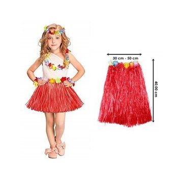 Bisepetim Kırmızı 40 cm Hawaii Hula Eteği