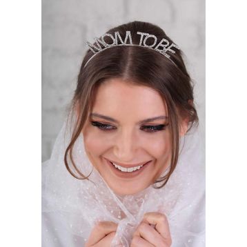 Bisepetim Kristal Taşlı Gümüş Mom to Be Tacı Anne Tacı