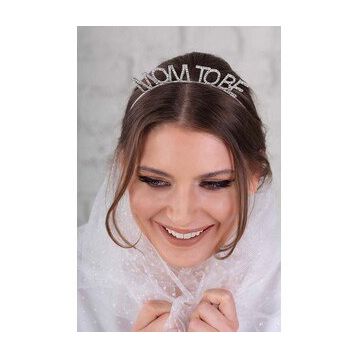 Bisepetim Kristal Taşlı Gümüş Mom to Be Tacı Anne Tacı