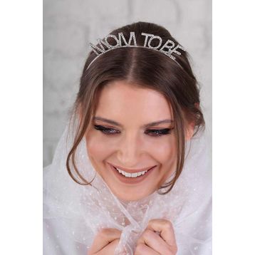 Bisepetim Kristal Taşlı Gümüş Mom to Be Tacı Anne Tacı
