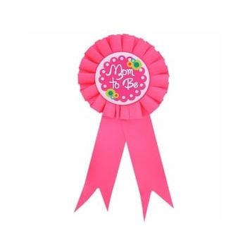 Bisepetim Mom To Be Yazılı Pembe Renk Rozet