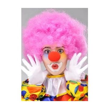 Bisepetim Pembe Renk Kıvırcık Afro Bonus Takma Saç ve Kırmızı Burun Seti