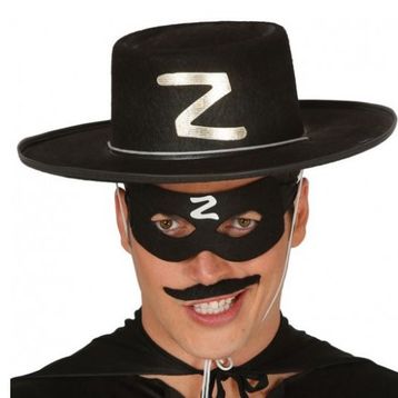 Bisepetim Yetişkin Boy Z Logolu Zorro Şapkası ve Zorro Maskesi