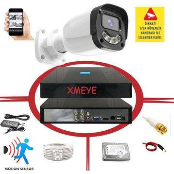 Bises BS 2304W 5 MP Lens 4 Warm Gece Renkli Gösteren Hareket Algılamalı Güvenlik Kamera Seti - 1 Kameralı