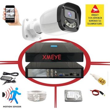 Bises BS 2304W 5 MP Lens 4 Warm Gece Renkli Gösteren Hareket Algılamalı Güvenlik Kamera Seti - 1 Kameralı