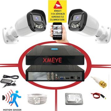 Bises BS 2304W 5 MP Lens 4 Warm Gece Renkli Gösteren Hareket Algılamalı Güvenlik Kamera Seti - 2 Kameralı
