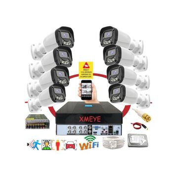 Bises BS 2304W 5 MP Lens 4 Warm Gece Renkli Gösteren Hareket Algılamalı Güvenlik Kamera Seti - 8 Kameralı