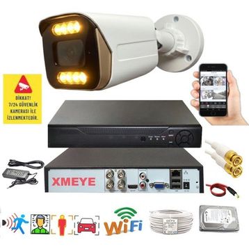 Bises BS 2408W 5 Megapiksel Sony Lens 8 Warm LED Gece Renkli Gösteren Güvenlik Kamerası Seti - 1 Kameralı