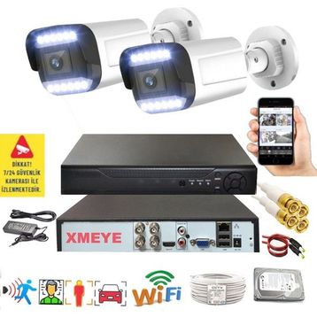 Bises BS 3312W Hareket Algılamalı 5 MP Lens 12 Warm Led Gece Renkli Gösteren Güvenlik Kamerası Seti - 1 Kameralı