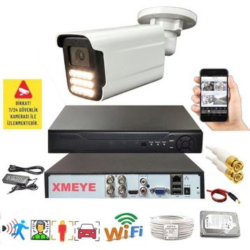Bises BS 5915W Hareket Algılayan 5 MP Lens 12 Warm Led Gece Renkli Gösteren Güvenlik Kamerası Seti - 1 Kameralı