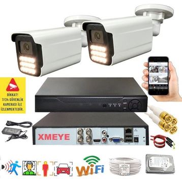 Bises BS 5915W Hareket Algılayan 5 MP Lens 12 Warm Led Gece Renkli Gösteren Güvenlik Kamerası Seti - 2 Kameralı