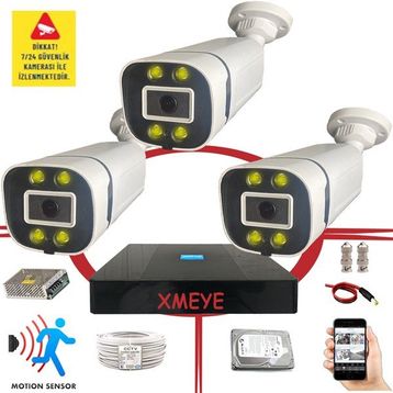 Bises BS 604W 5MP Sony Lens 4 Warm LED Gece Renkli Gösteren Güvenlik Kamerası - 3 Kameralı